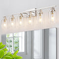 6 Light Brushed Nickel Vanity Light Over Mirror - Modern Farmhouse