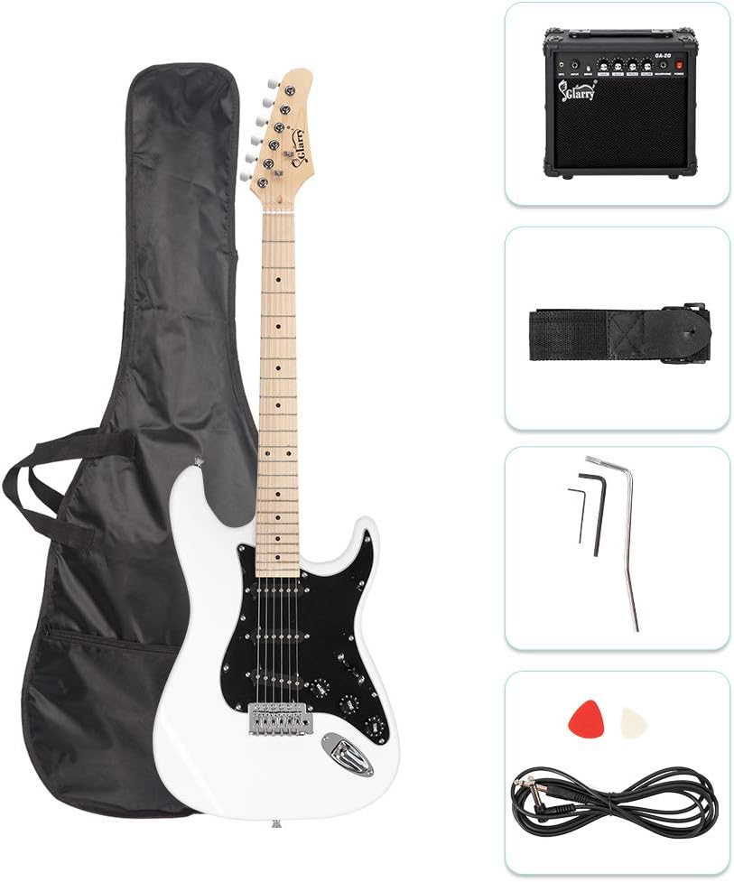 GLARRY Full Size Electric Guitar with 20W Amp and Accessories