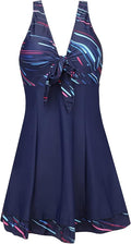 MiYang One Piece High Waist Printing Swim Dress - Slimming Coverage