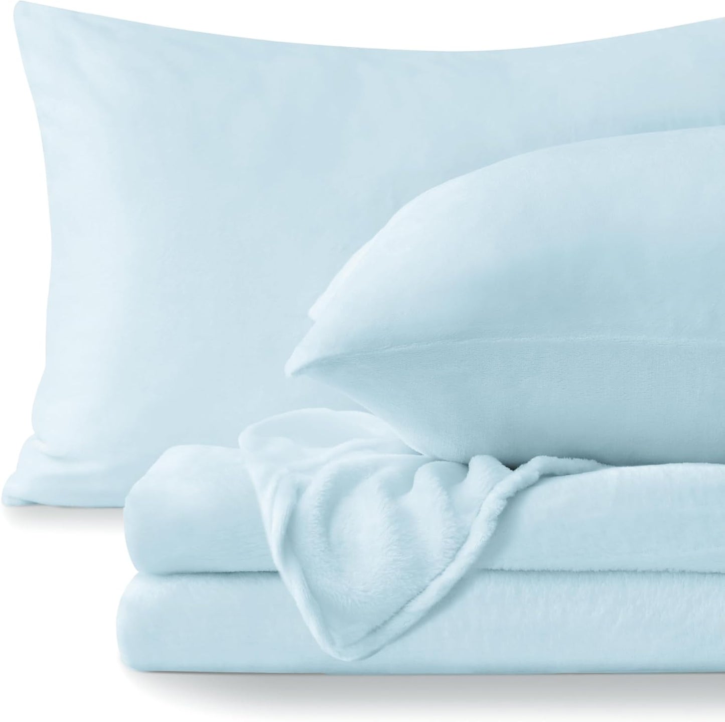 BEDELITE Flannel Sheets Full Size Blue - Super Soft Fleece Set