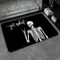 Diatomaceous Earth Bath Mat Black Funny Skull - Fast Drying Non-Slip