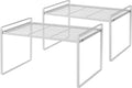 2Pack White Stackable Cabinet Shelf Organizer L16.1in W10.6in - Space