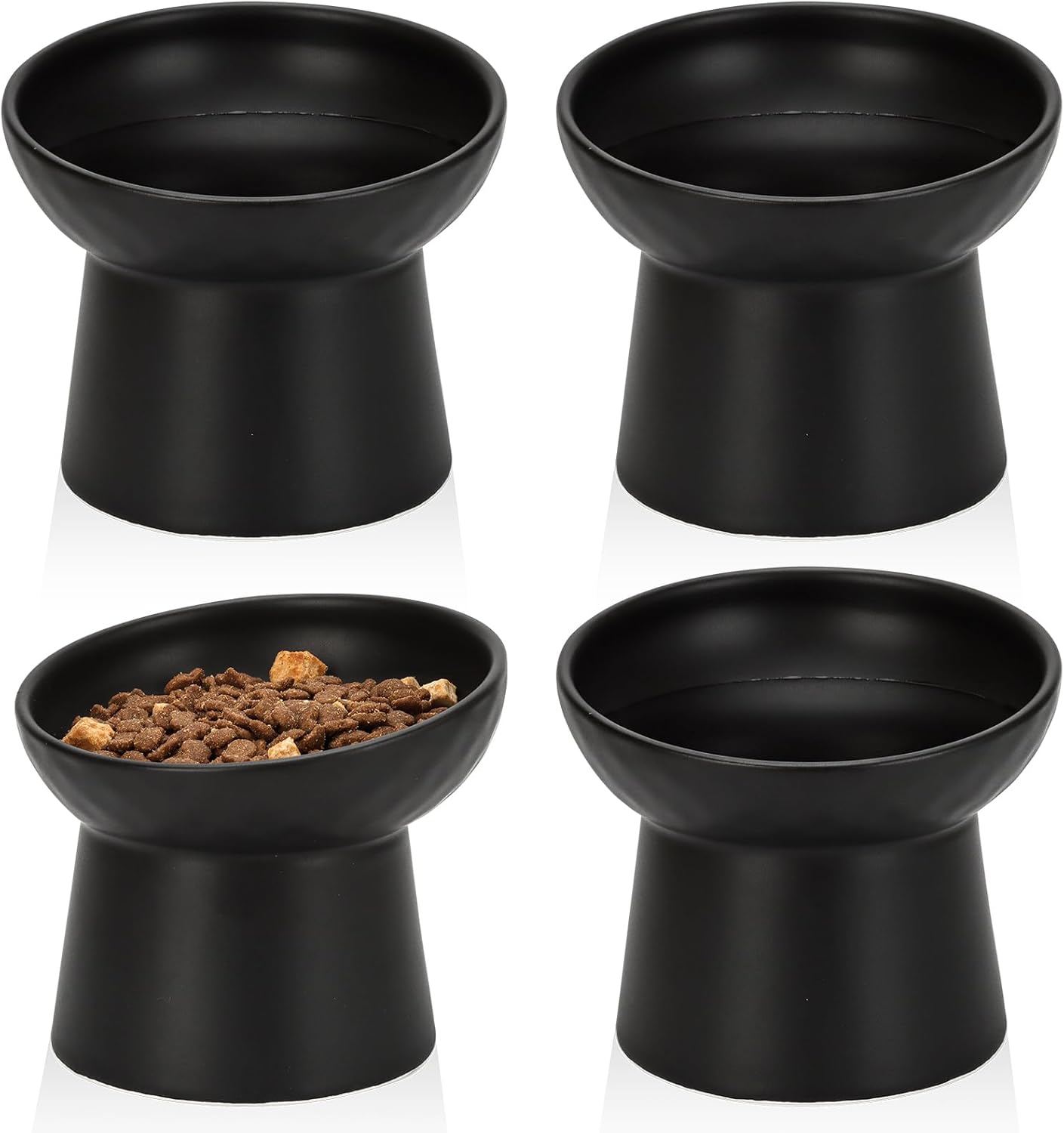 YauYik 4 Pcs Ceramic Raised Cat Bowls for Stress-Free Eating
