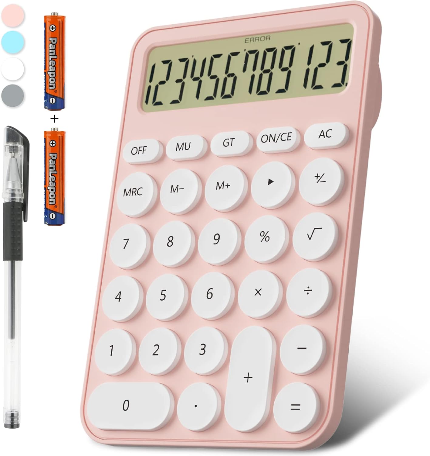 Decklit Pink Desktop Calculator - Big Buttons, Extra Large Display