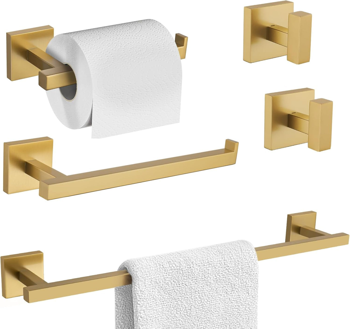 Towel Bar Set Brushed Gold 5-Pieces Bathroom Hardware Set