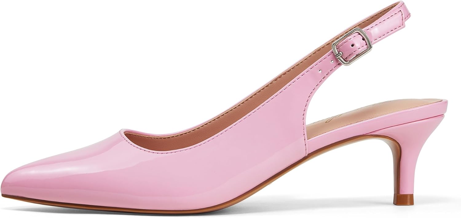 GENSHUO Low Kitten Heels Women's Slingback Dressy Pumps Review