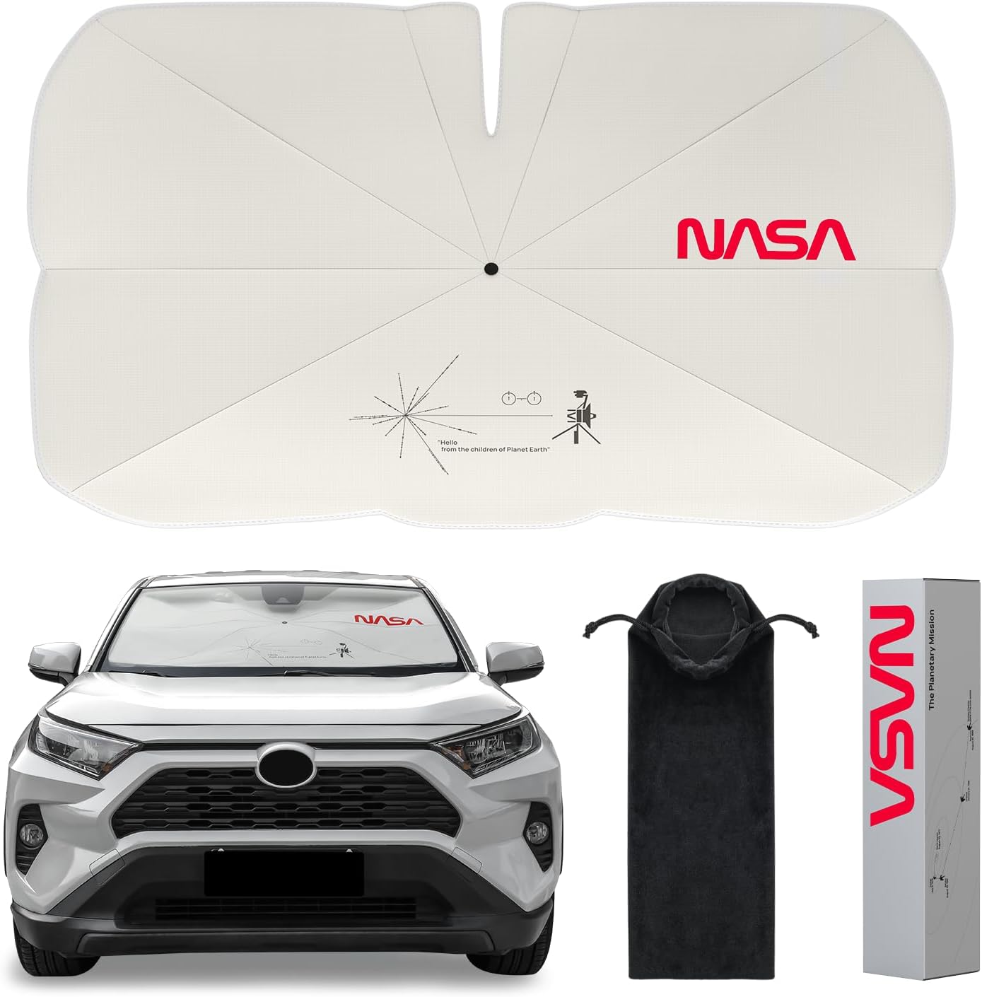 HALOBLK Windshield Sunshade Umbrella for Car - NASA Voyager-2