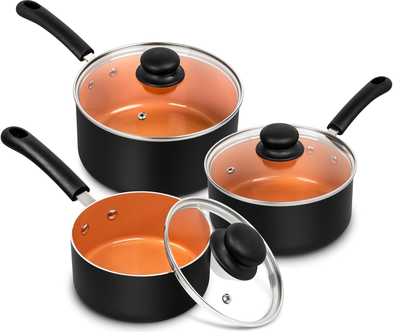 MICHELANGELO Ceramic Saucepan Set - Nonstick & Dishwasher Safe