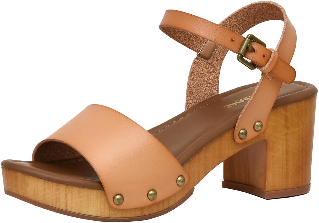 CUSHIONAIRE Women's Sloan Faux Wood Sandal with Memory Foam