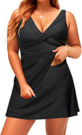 Plus Size Tankini Swimsuit with Skirt - Tummy Control 2 Piece