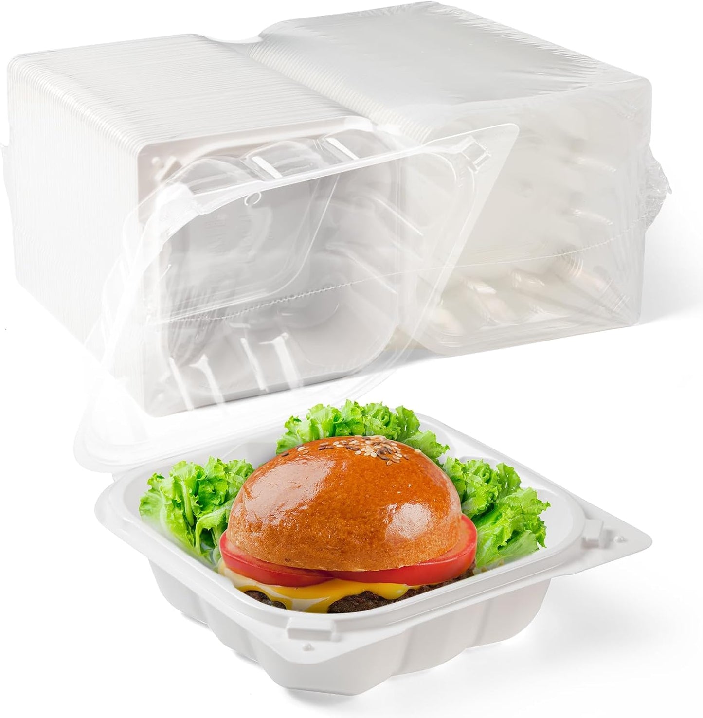 YANGRUI Food Containers 55 Pack - 6in Reusable Burger Box