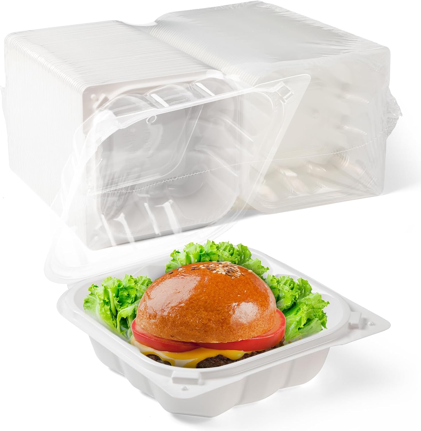 YANGRUI Food Containers 55 Pack - 6in Reusable Burger Box