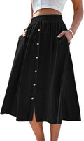 SOFIA'S CHOICE Midi A-Line Skirt with Pockets - Flowy Everyday Style