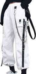 Women's High Waisted Cargo Jogger Pants with Chain - Baggy Streetwear