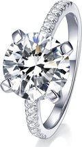 1CT D VVS1 Moissanite Engagement Ring for Women - 925 Silver 18K White