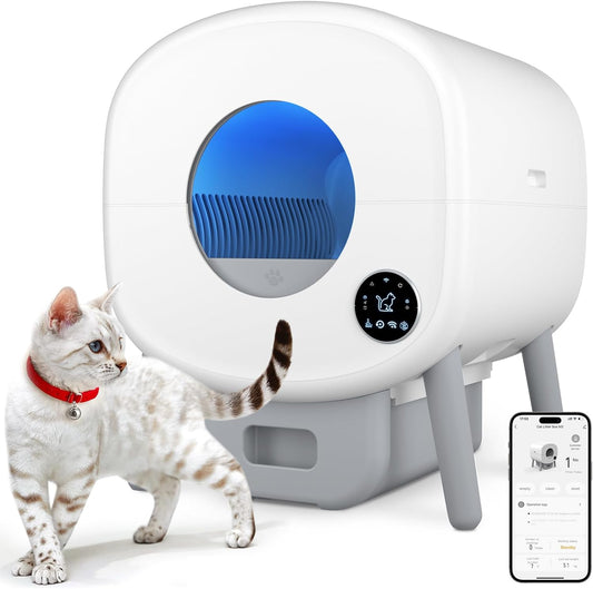 Automatic Self-Cleaning Cat Litter Box - App Control & Safety Features