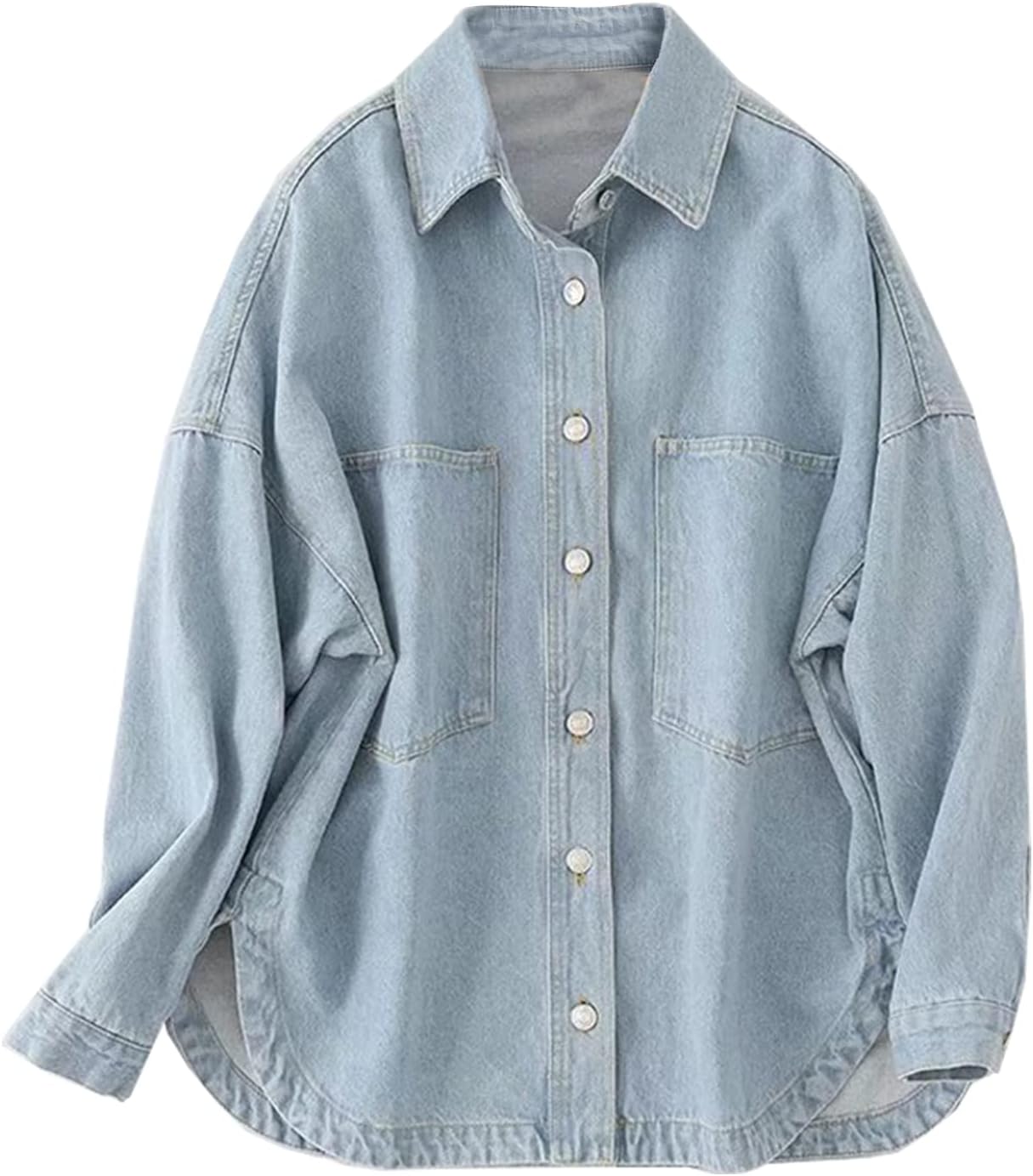 Women Denim Jacket Shacket Long Sleeve Oversize Boyfriend Jean