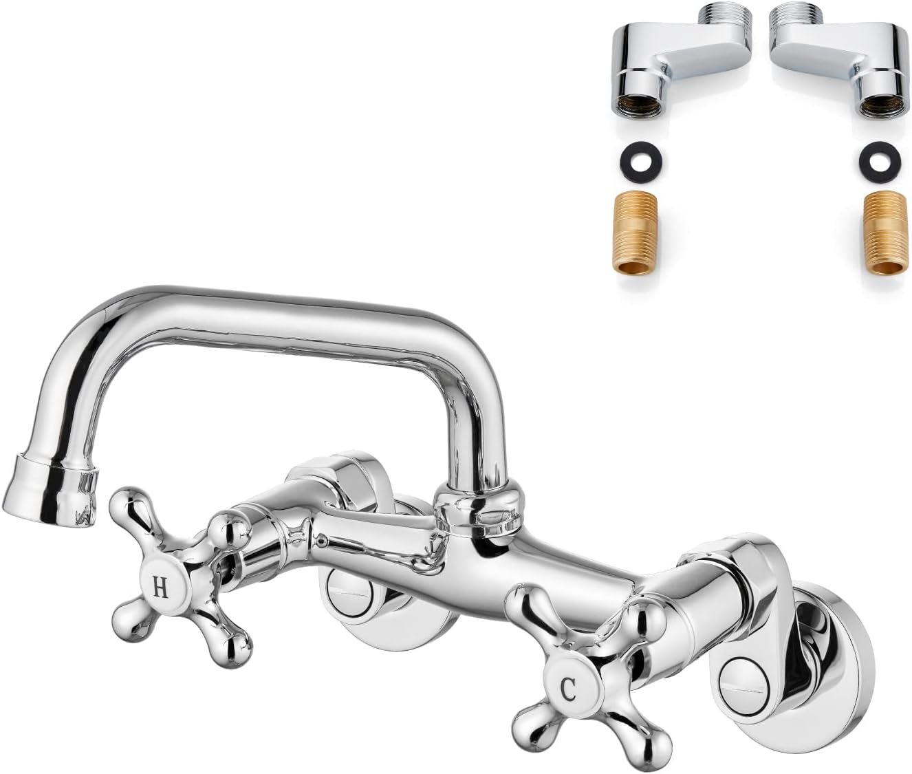 Airuida Wall Mounted Kitchen Faucet with 360 Rotatable Spout
