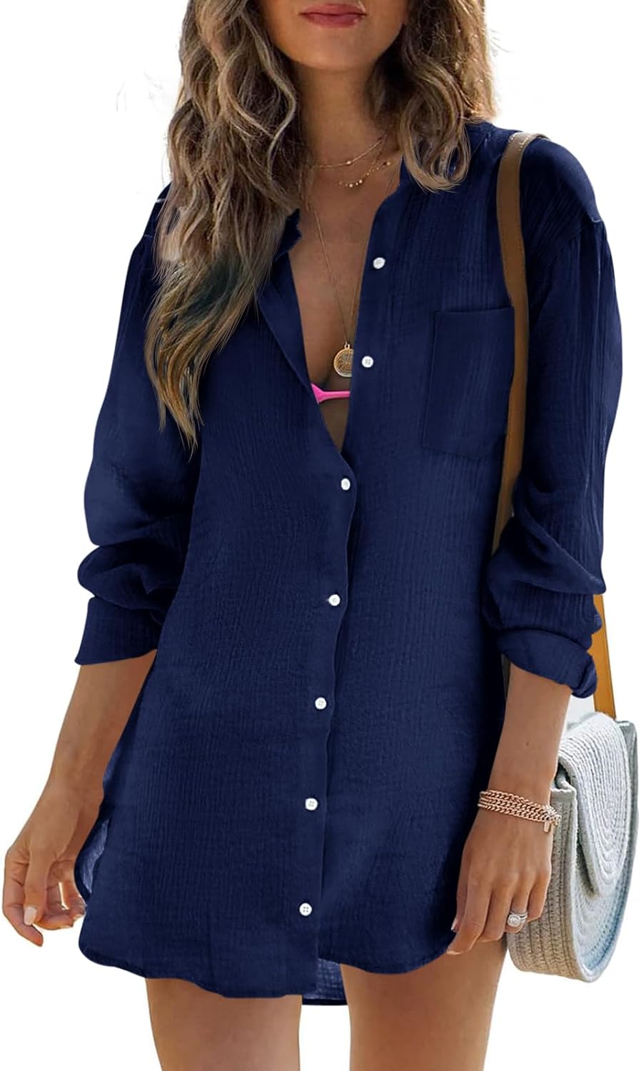 Womens Beach Cover Up Button Down Shirts for Summer Fun
