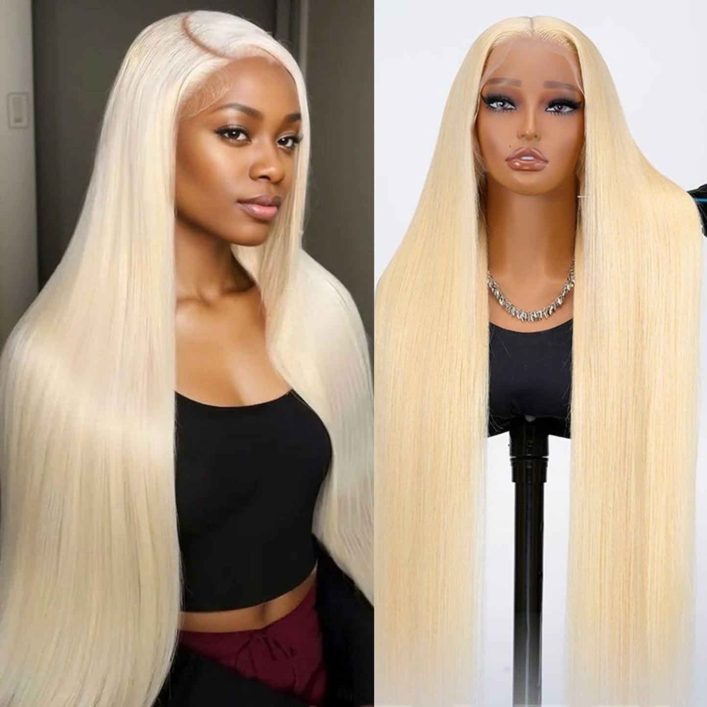 613 Lace Front Wig Human Hair 220% Density 24 Inch Straight