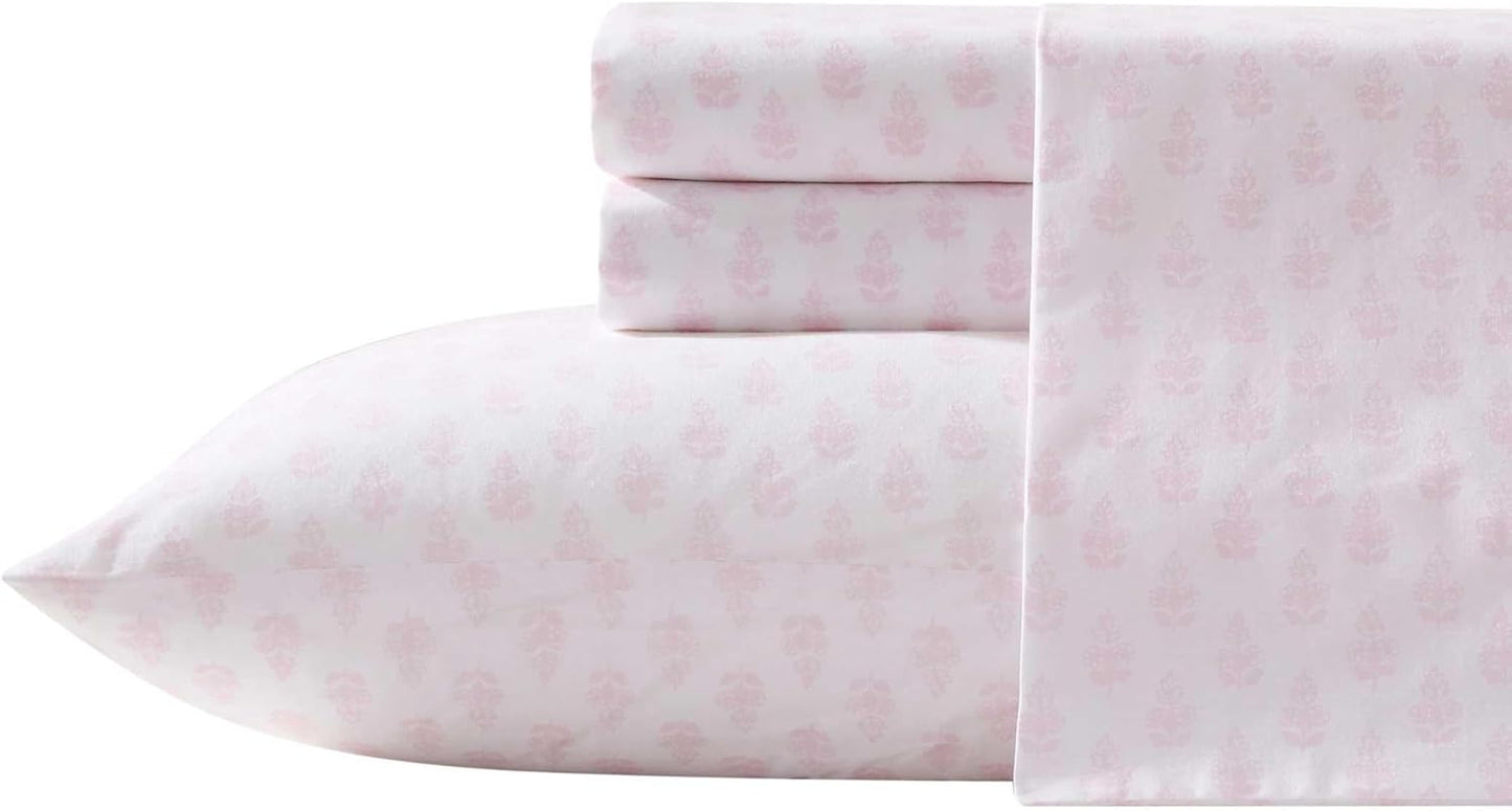 Laura Ashley Twin Sheets Set - Lightweight Cotton Percale Bedding