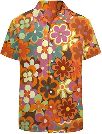 LARSD 80s Shirts for Men Retro Hawaiian Beach Party Style