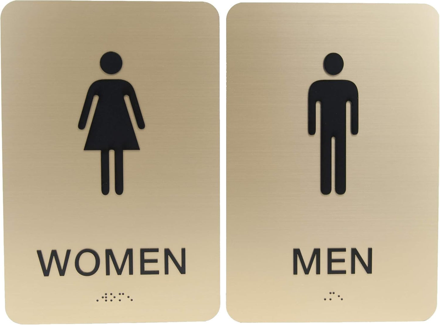 Non-Accessible ADA Restroom Sign Set with Braille - Gold Finish