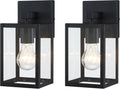 2 Pack Small Outdoor Sconce Lights 10 in Wall Lanterns - Matte Black