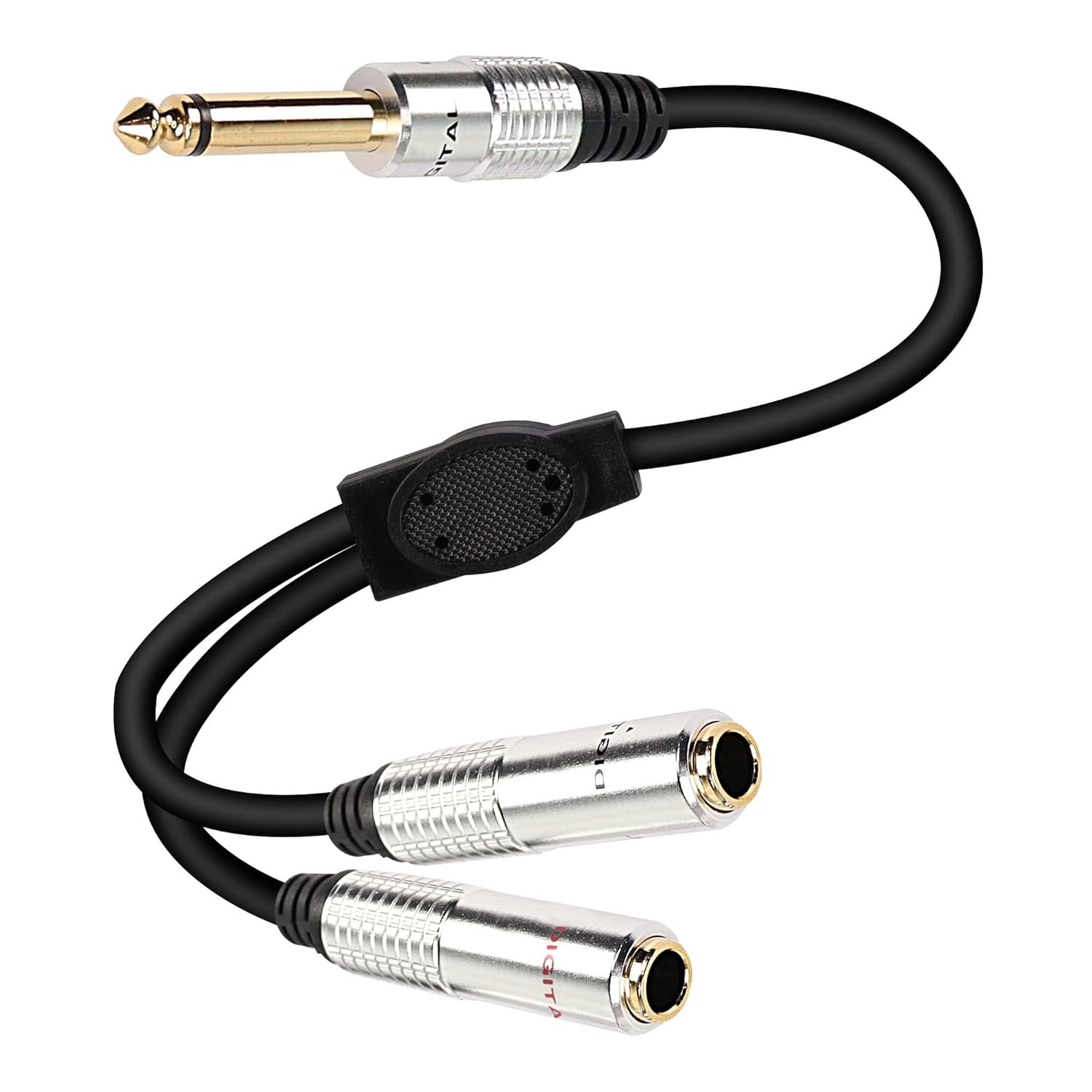 Gold-Plated Y Splitter Cable 1/4 Male to Dual Female Adapter - Enhanced Audio Quality