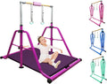Foldable & Moveable Gymnastics Horizontal Bar with Rings - Adjustable