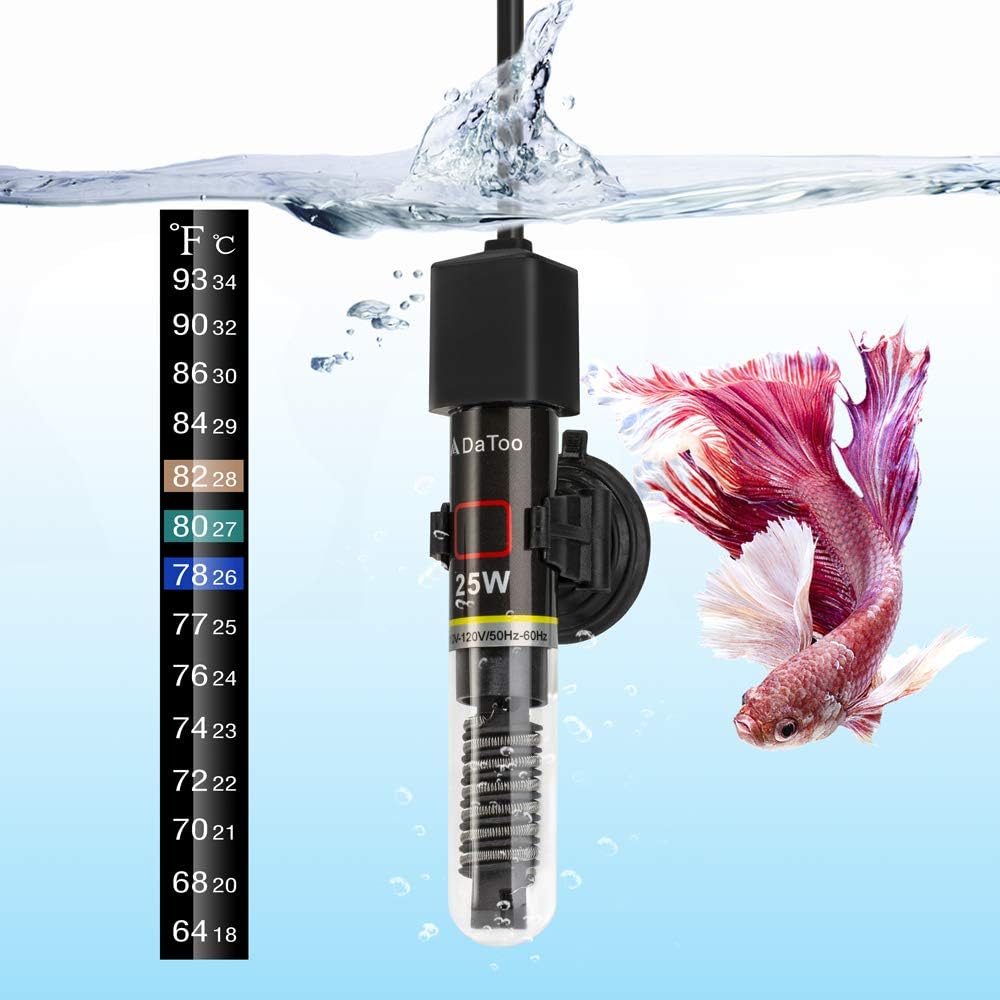 DaToo Mini 25W Aquarium Heater - Free Thermometer Sticker!