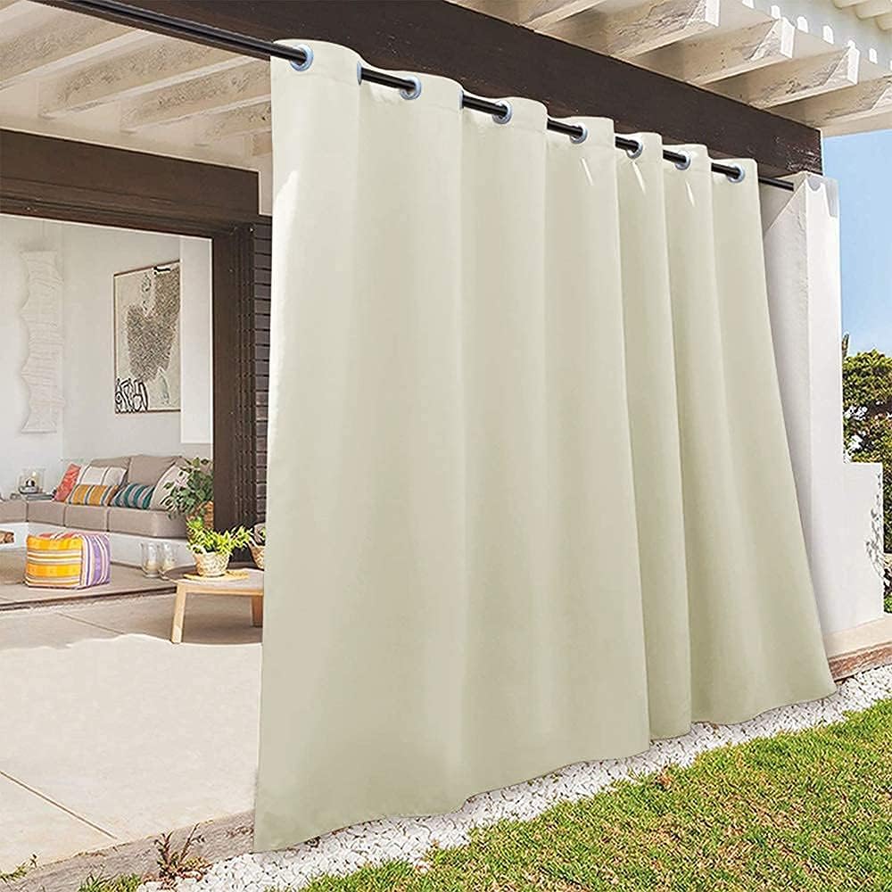 RYB HOME Patio Curtains Outdoor - Waterproof Thermal Blackout Drapery