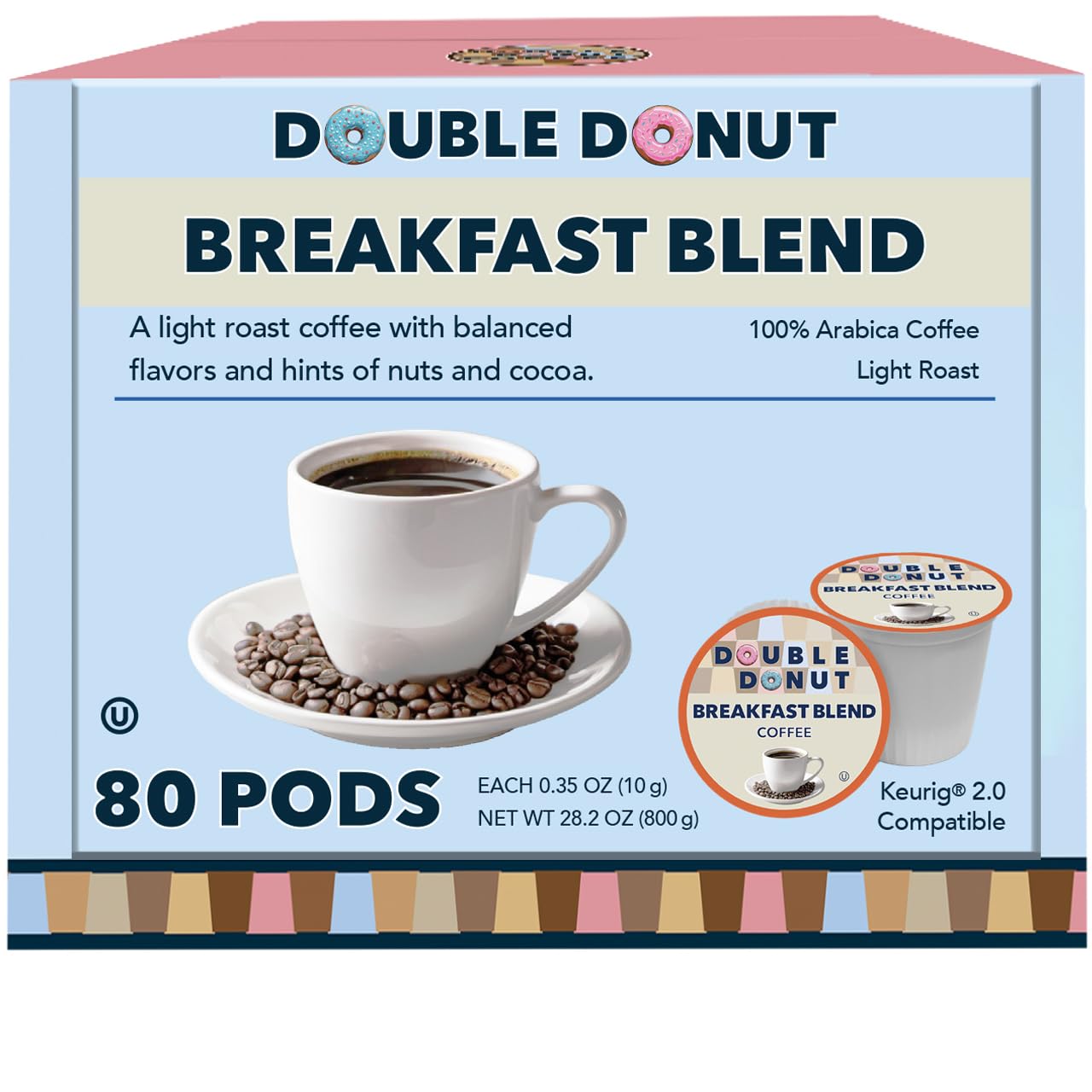 Double Donut Breakfast Blend Coffee Pods for Keurig Machines