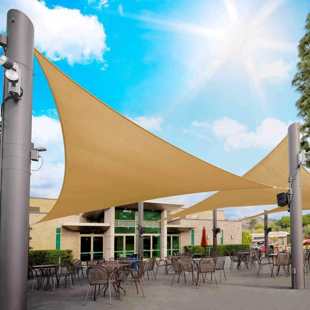 28ft x 28ft x 28ft Sand Beige Triangle Sun Shade Sail Canopy