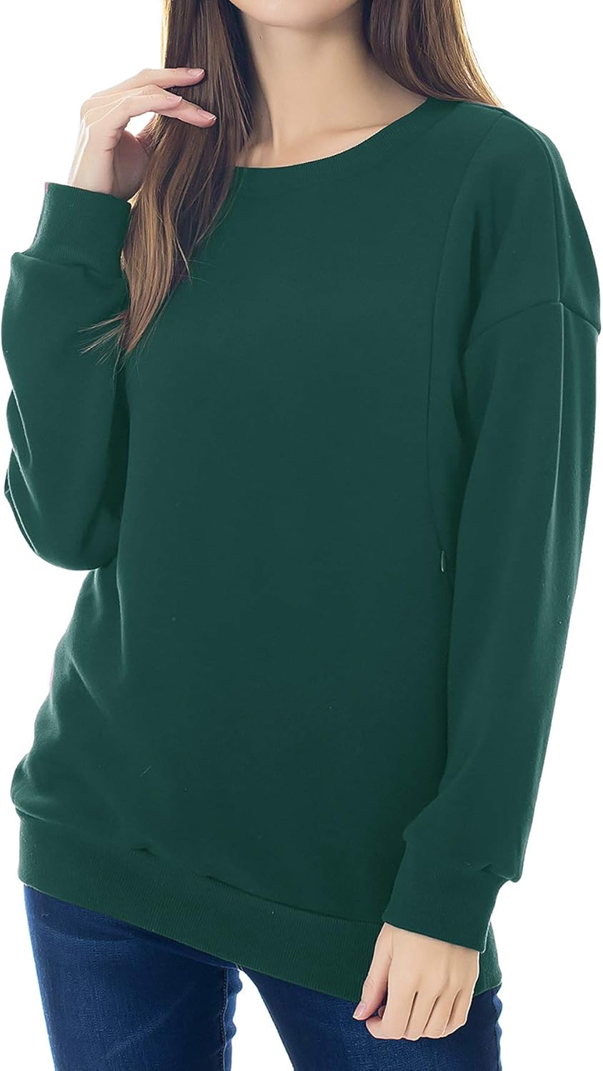 Smallshow Fleece Maternity Nursing Sweatshirt for Stylish Moms