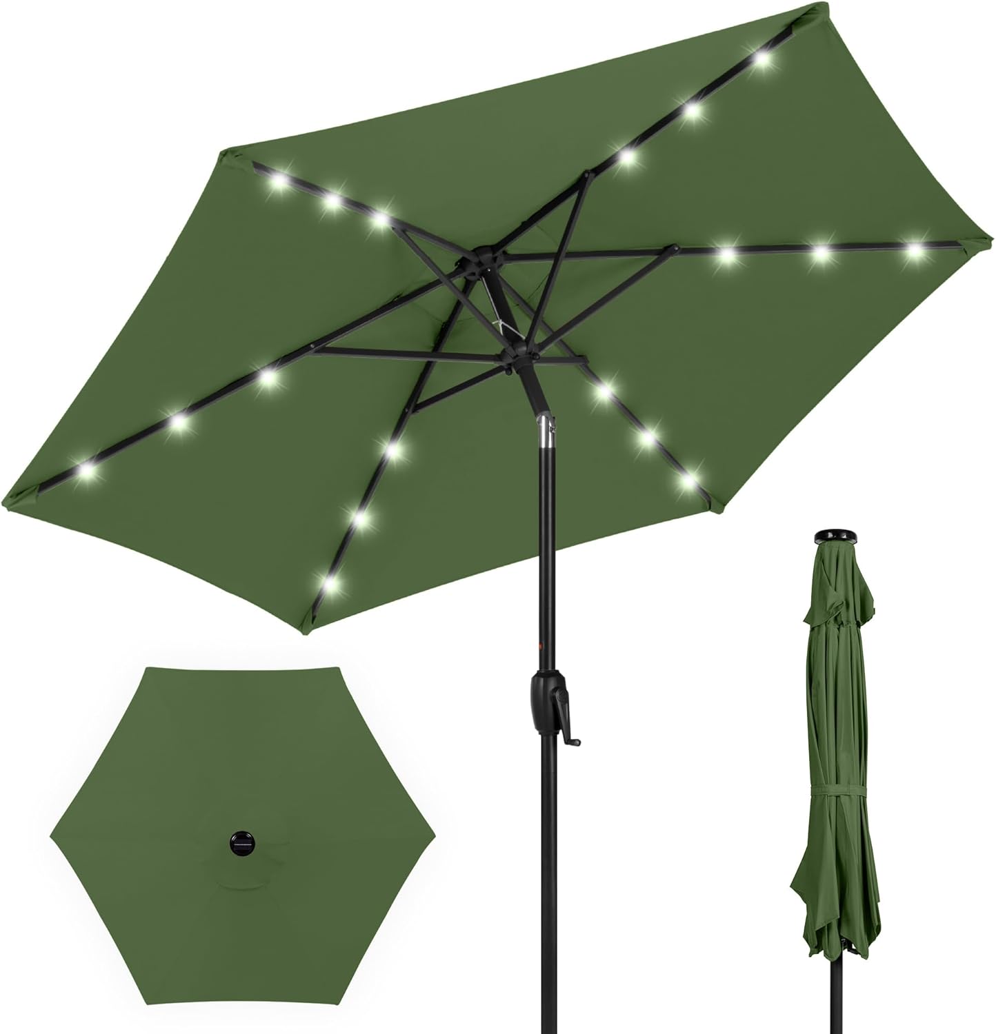 7.5ft Outdoor Solar Market Table Patio Umbrella with LED Lights
