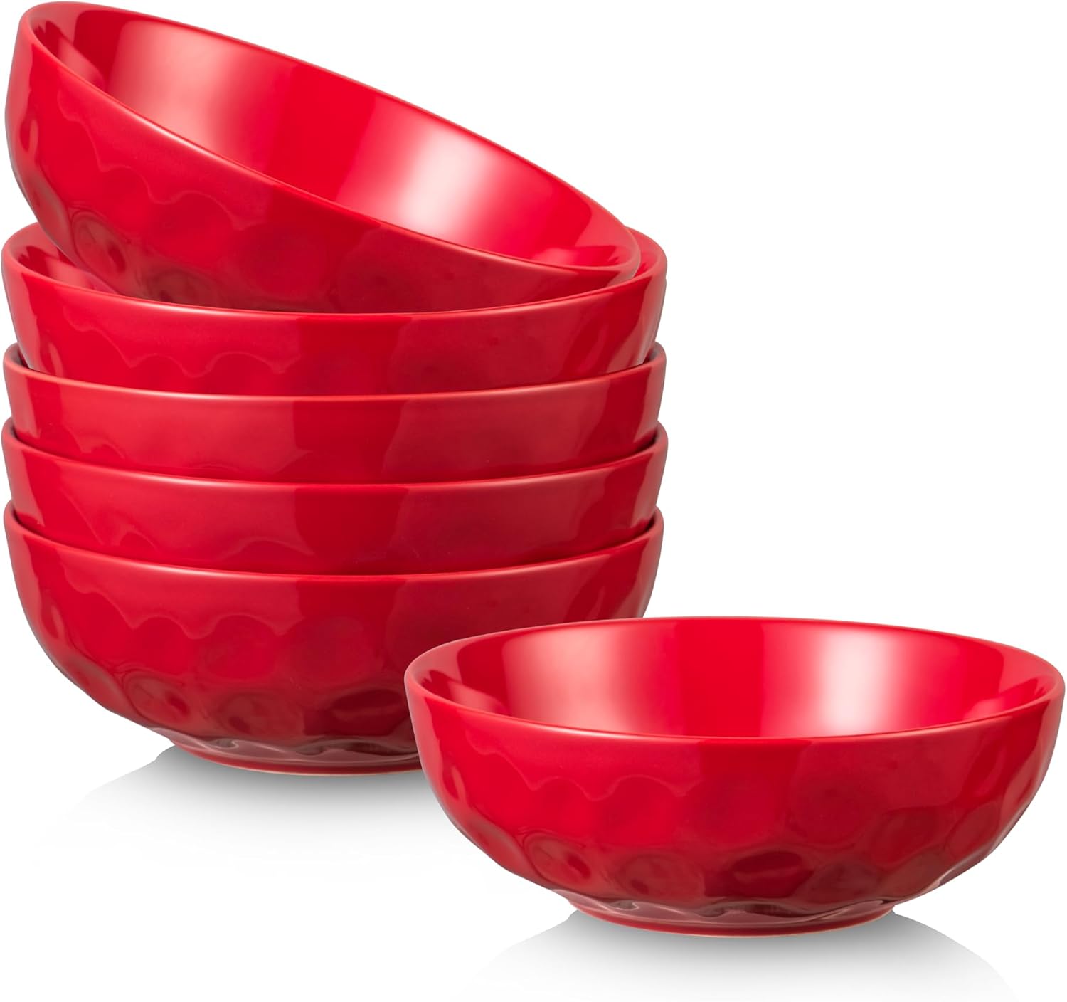 Vicrays Ceramic Pasta & Soup Bowls Set of 6 Stylish Red Bowls