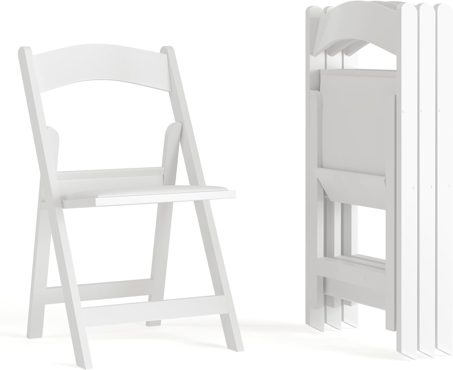 Set of 4 White Resin Folding Chairs - 800LB Capacity