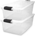 HOMZ 2-Pack Latching Lid 66-Quart Clear Storage Bins - Stackable