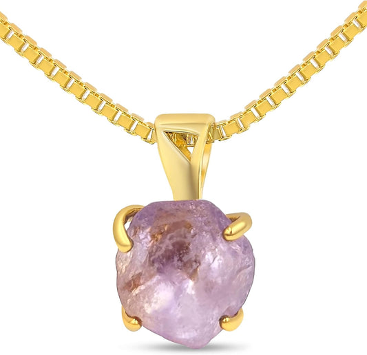 Genuine Raw Birthstone Pendant Chain Necklace for Unique Gifts