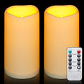 Enido Waterproof Flameless Outdoor Candles Set of 2 - Battery Operated Pillars