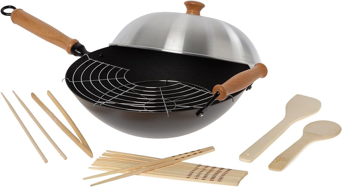 Joyce Chen Pro Chef 14 Inch Non-Stick Wok Set for Cooking