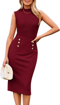 Women's Lightweight Mock Neck Business Work Dress - Sleek Midi