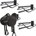 4 Pack Saddle Rack with Pad Bar - Heavy Duty Wall Mounted Saddle Stand