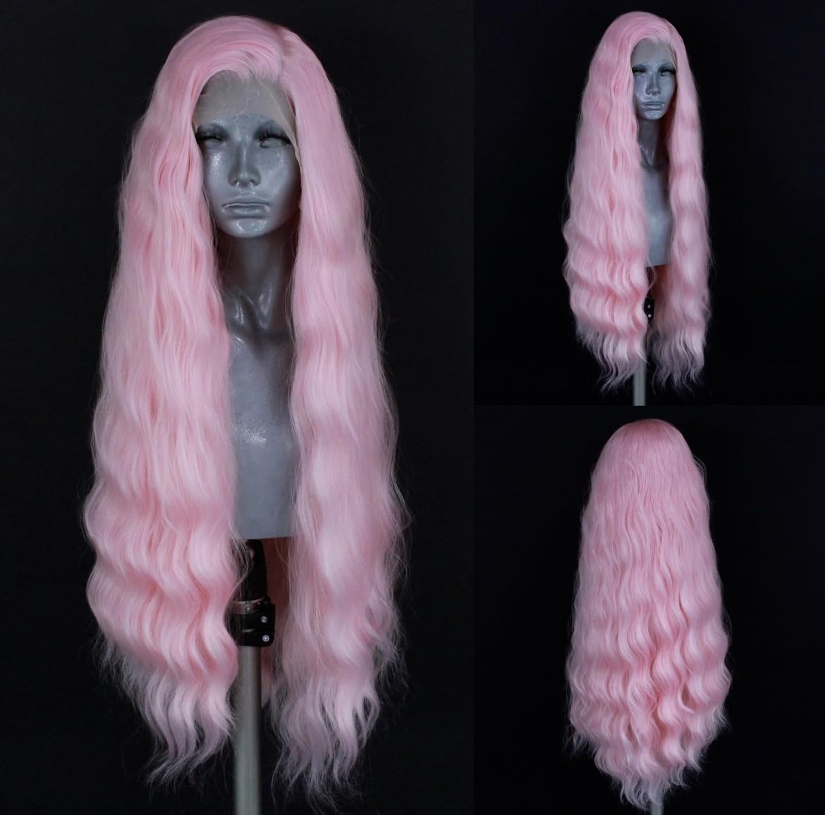 Pink Synthetic Lace Front Wigs by WXHWCX for Cosplay