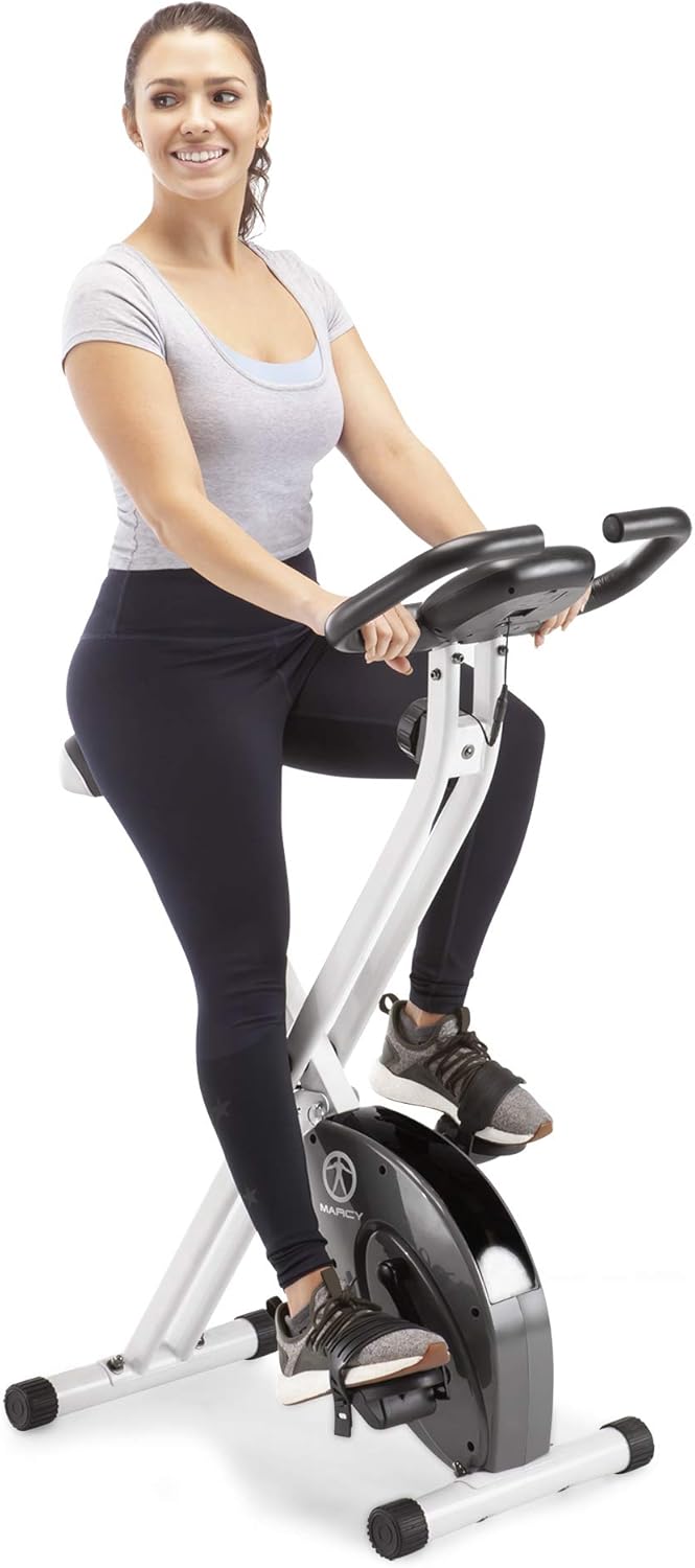 Marcy Foldable Upright Exercise Bike for Cardio & Strength Training