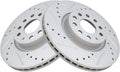 TRQ Front Performance Brake Rotor Drilled Slotted Pair Set - Direct