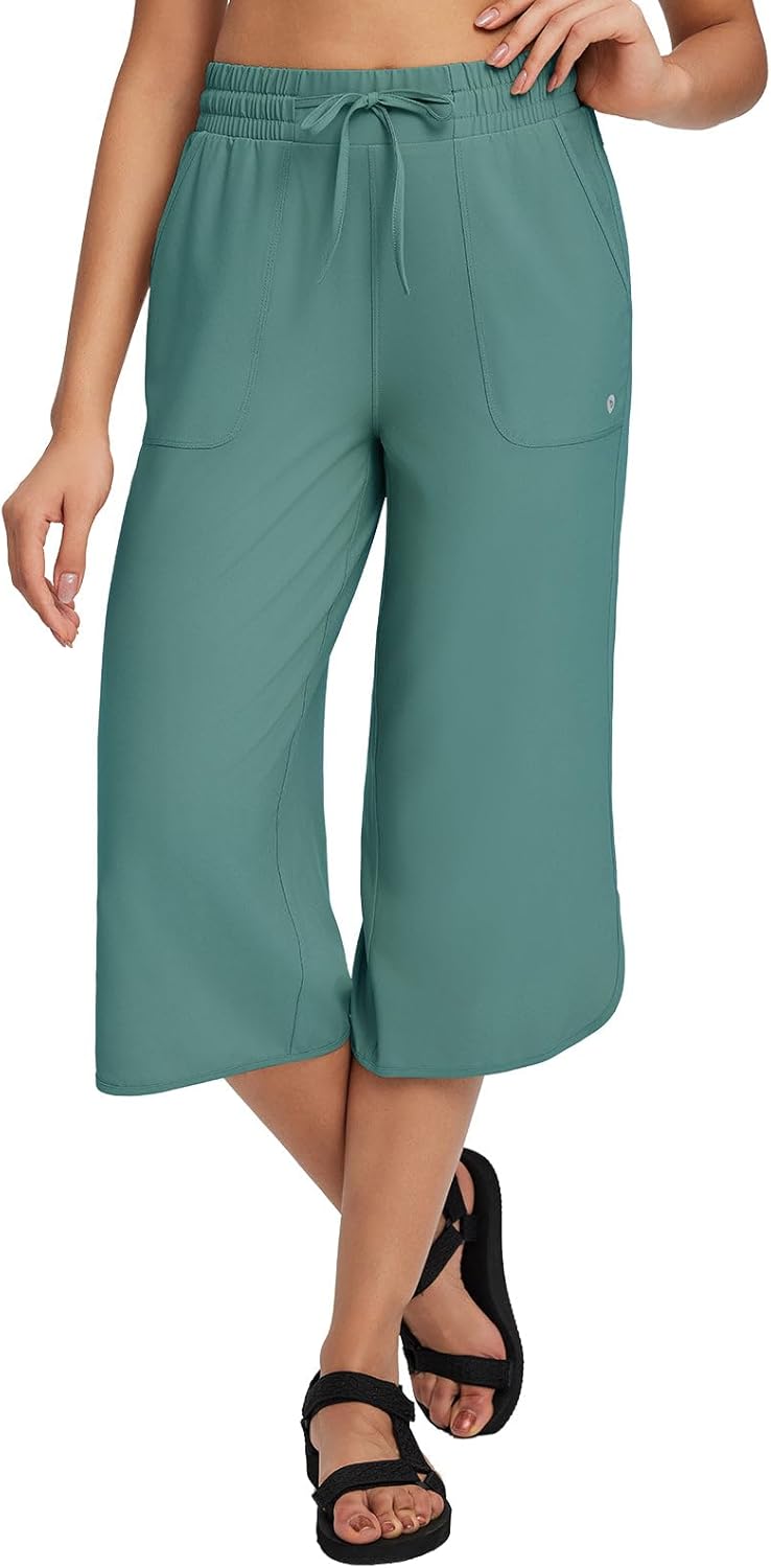 baleaf Women's Capri Pants Wide Leg Plus Size Quick Dry