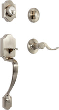 Front Door Lock Set with Shelby Lever in Satin Nickel Finish