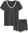 Latuza Women's V-neck Satin Trim Short Sleeve Pajama Set - Cool